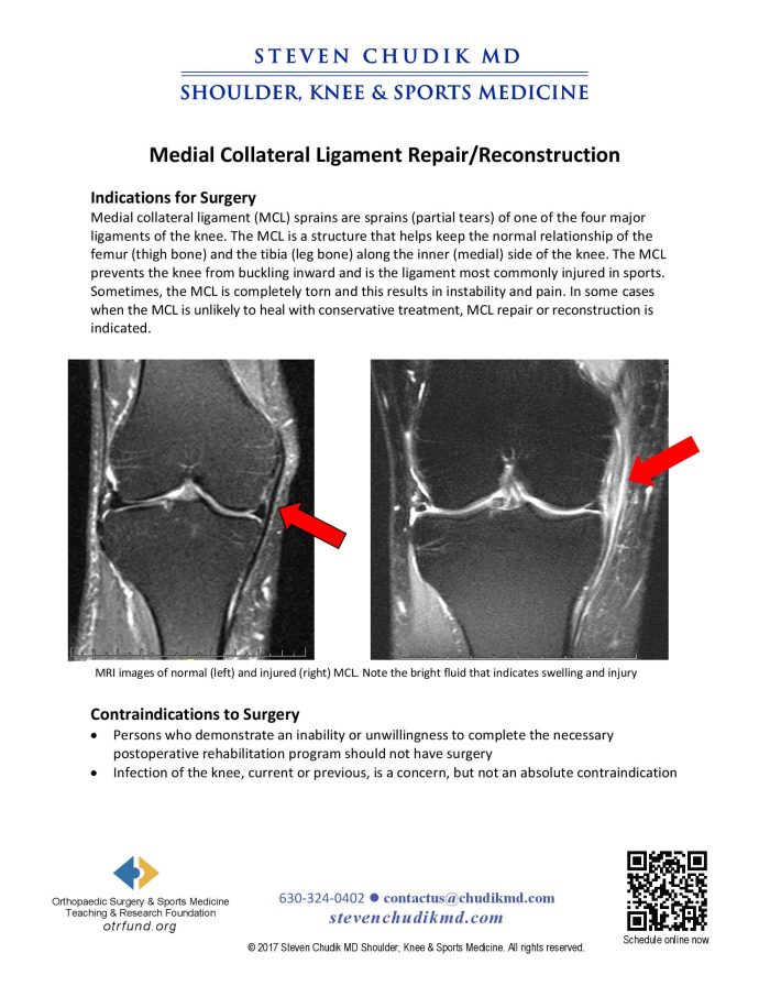 Arthroscopic Medial Collateral Ligament Repair and Reconstruction ...